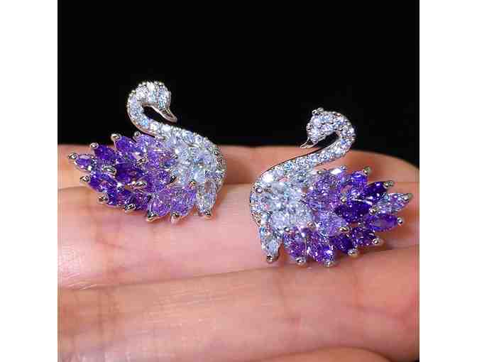 Purple Amethyst Swan Earrings