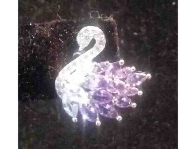 Purple Amethyst Swan Earrings