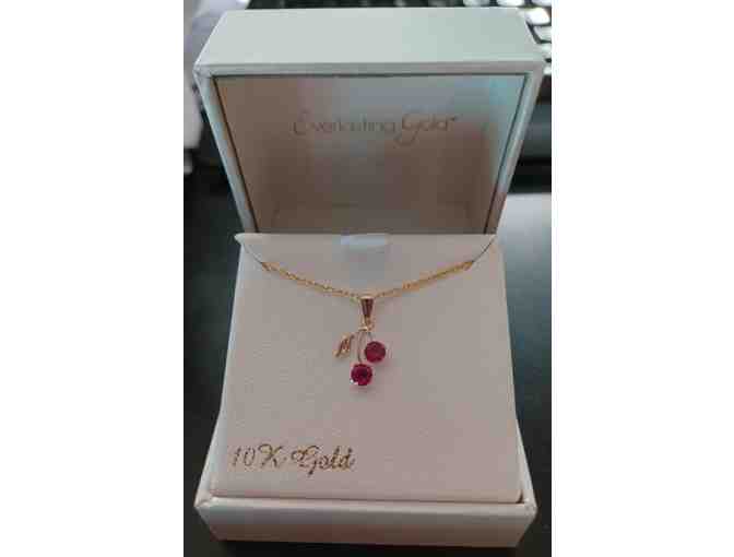 Everlasting Gold 10k Gold Lab-Created Ruby Cherry Pendant Necklace