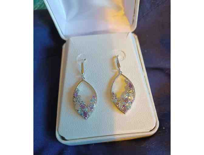 Sterling Silver Marquise Gemstone Drop Earrings - Photo 1