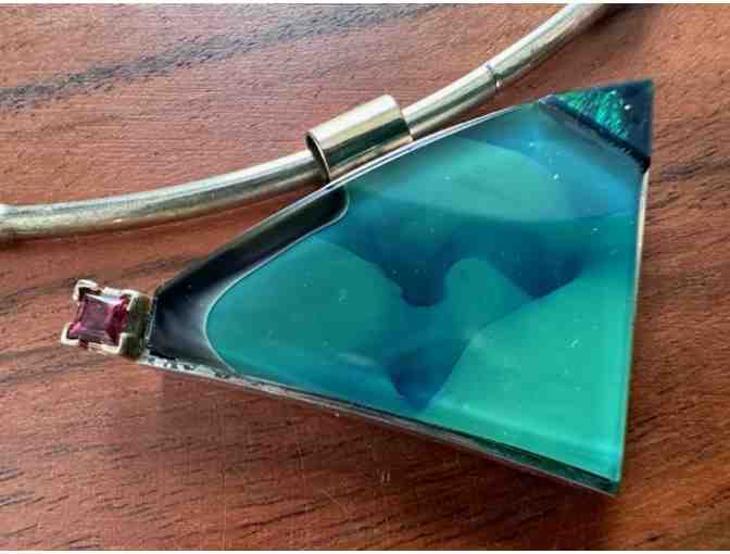 Modern Necklace | with Real Tourmaline Stone