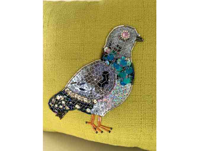 Decorative Pigeon Pillow in green / paisley from NeonBetty