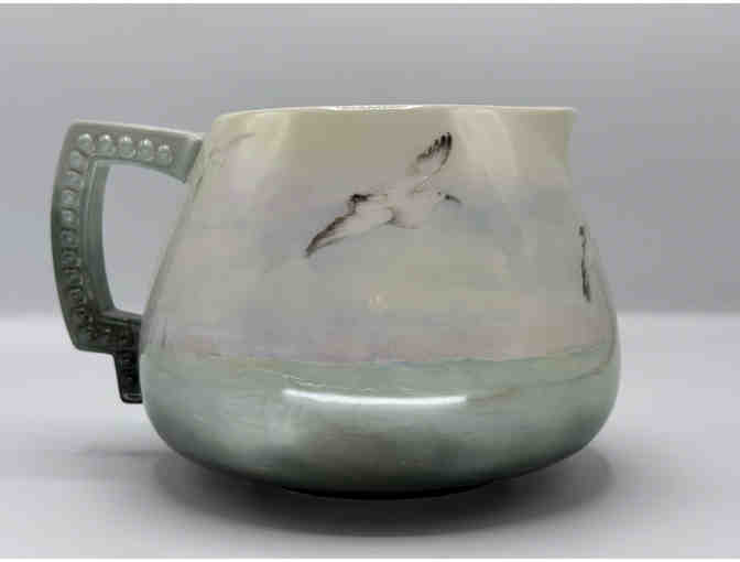 Lenox Belleek cider pitcher with images of gulls and the sea