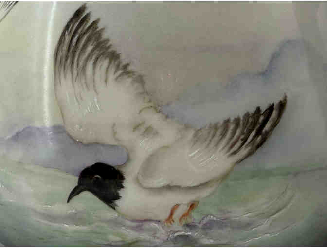 Lenox Belleek cider pitcher with images of gulls and the sea