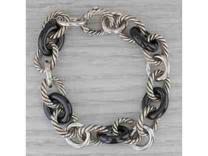 David Yurman Ceramic Sterling Silver Cable Chain Bracelet
