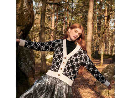 Flower Chain Cardi in Black & White